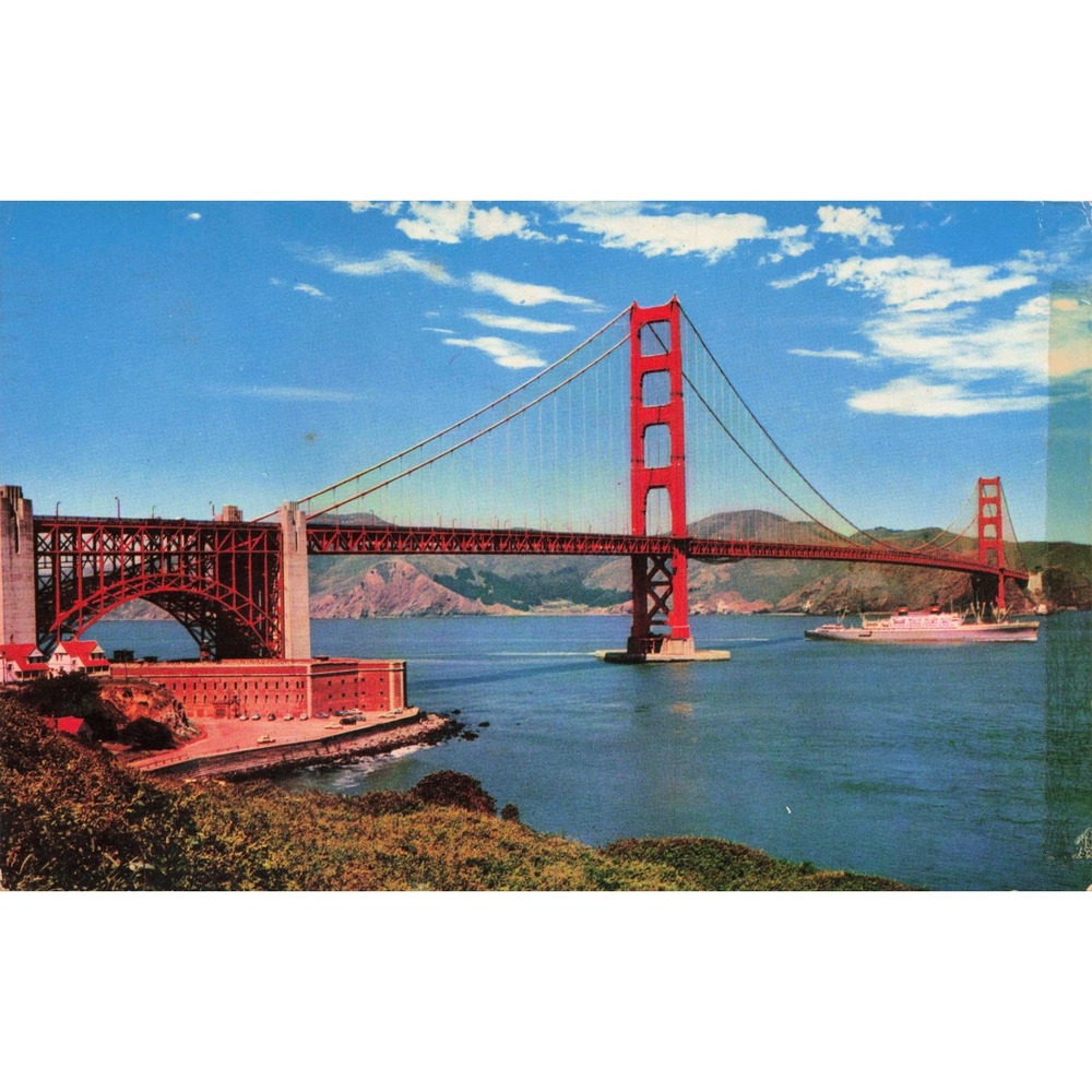 Mike Roberts Chrome Postcard Golden Gate Bridge Fort Point San Francisco CA Used - Picture 1 of 2